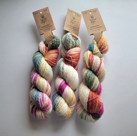 Hobby Lobby Office Yarn Bee Authentic Hand Dyed Chunky Yarn Petunia Petals 3 Skeins Merino